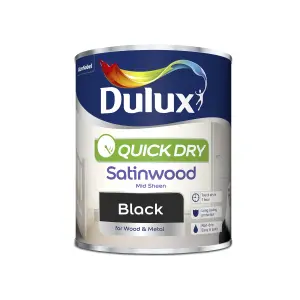 Dulux Quick dry Black Satinwood Metal & wood paint, 750ml