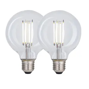 Harper Living 8 Watts G95 E27 LED Bulb Clear Globe Cool White Dimmable, Pack of 2