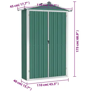 Berkfield Garden Shed Green 107.5x46x183 cm Galvanised Steel