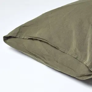 Homescapes Khaki Green Linen Body Pillowcase