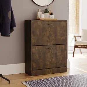 Vida Designs 2 Drawer Shoe Cabinet, Dark Wood