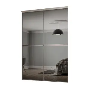 Minimalist Panelled Mirrored Grey 2 door Sliding Wardrobe Door kit (H)2260mm (W)1504mm