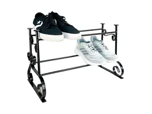 Shoe Rack - 4 Pair Black Plastic Coated Steel