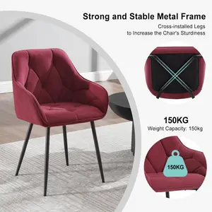 Creeve Velvet Armchair Burgundy