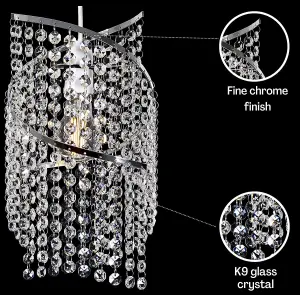 K9 Crystal Spiral Droplet Pendant Ceiling Light Shade/ Lamp Shade Chrome Finish