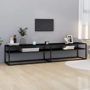 Berkfield TV Cabinet Black 200x40x40.5 cm Tempered Glass