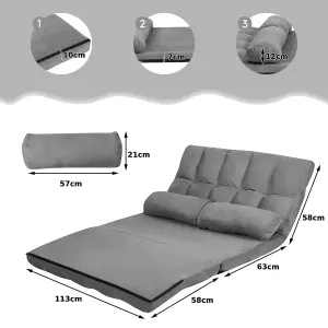 Costway 3 IN 1 Folding Lazy Sofa Bed Floor Sleeper Seat 6-Position Adjustable 2 Pillows