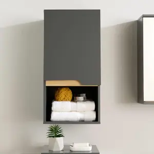 Home Source Florence Hanging Bathroom Wall Cabinet Storage Unit Grey