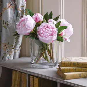 Bloom Artificial Single Sarah Bernhardt Peony Bud Stem - Faux Fake Silk Flower Indoor Home Decoration Floral Arrangements - L45cm