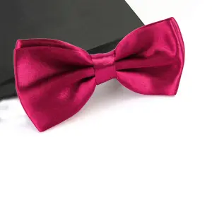 Hot Pink Satin Polyester Bow Tie for Casual & Formal Wear, Wedding Party Accessory