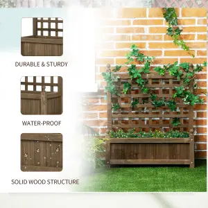 Outsunny Raised Garden Bed with Trellis Garden Planters Indoor Outdoor Brown