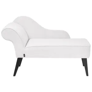 Left Hand Fabric Chaise Lounge White BIARRITZ