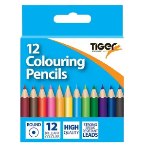 Tiger Stationery Half Length Coloured Pencil (Pack of 12) Multicoloured (One Size)