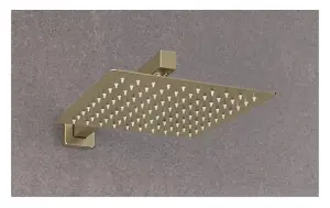 Aquarius Modern Square Over Head 200mm Shower Head & Arm Brushed Brass AQ60104241