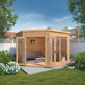 Mercia Corner 9x9 ft with Double door & 4 windows Flat Wooden Summer house