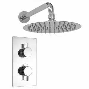 ENKI Venice Chrome Round Concealed Brass Thermostatic Shower Slider Rail Kit 8"