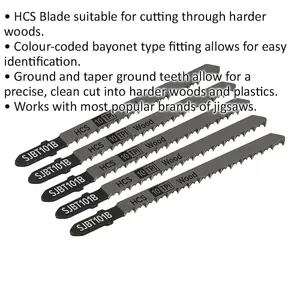 Premium 5 Pack 100mm Hardwood Jigsaw Blades for Precision Cutting