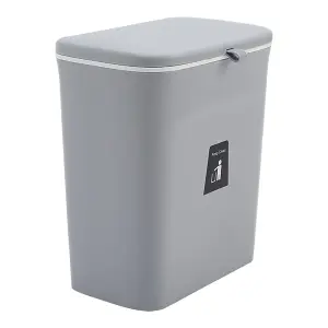 Grey Hanging Home Kitchen Rubbish Dustbin Recycling Bin Rubbish Trash Office Waste Recycle 9 L