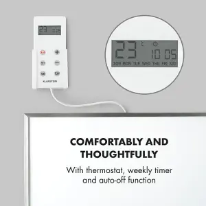 120 x 60 cm Heating Panel, 720W Infrared Heating Panel, IP24, White Body with WiFi Thermostat, APP & Voice Control