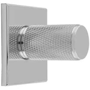 Knurled Cylinder Cabinet Door Knob & Matching Backplate Polished Chrome 40x40mm