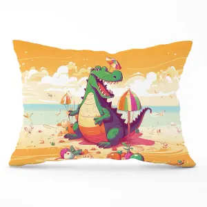 Crocodile On A Beach Holiday Cushions 33cm x 48cm