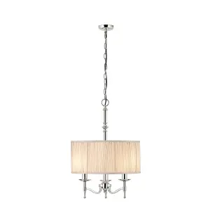 Luminosa Stanford 3 Light Multi Arm Ceiling Pendant Chandelier Polished Nickel, E14