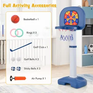 Costway 4-In-1 Kids Basketball Hoop Stand Ring Toss Sticky Ball Golf Play Set Adjustable