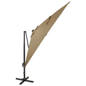 Berkfield Cantilever Umbrella with Pole and LED Lights Taupe 300 cm