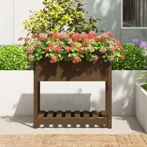 Berkfield Planter with Shelf Honey Brown 82.5x54x81 cm Solid Wood Pine