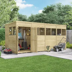 BillyOh Switch Tongue and Groove Pent Wooden Shed - 16x6 Windowed - 11mm Thickness