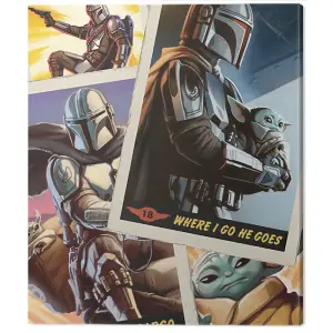 Star Wars: The Mandalorian Cards Canvas Print Multicoloured (40cm x 50cm)