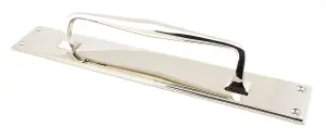 From The Anvil Polished Nickel 425mm Art Deco Pull Handle on Backplate