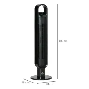 HOMCOM Freestanding Anion Tower Fan Cooling for Bedroom w/ Oscillating, Black