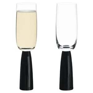 Oslo Champagne Flutes (Set of 2) Clear/Black