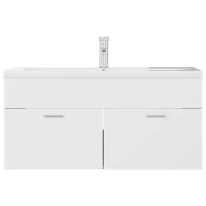 Berkfield Sink Cabinet with Built-in Basin White and Sonoma Oak Engineered Wood