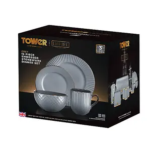 Tower Empire 16 Piece Dinnerware Set Grey