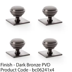 4 PACK - Classic Round Cabinet Door Knob & Matching Backplate - Dark Bronze 38mm Handle