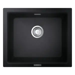 Grohe K700U Granite Black Anthracite effect Composite quartz 1 Bowl Kitchen sink 457mm x 533mm