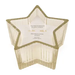 Candlelight White Ridged Star Sweet Frankincense Medium Candle