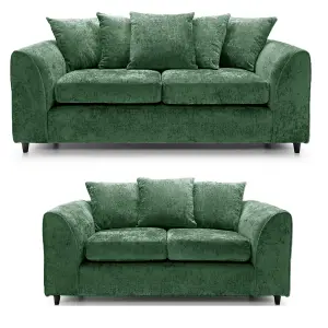 Monaco Chenille Fabric Sofa Set 3 and 2 Seater sofa   Green