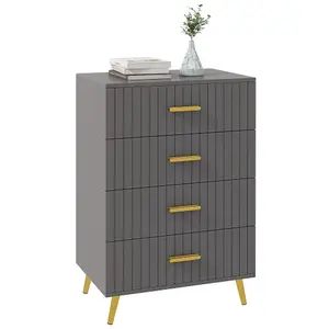 HOMCOM Bedroom Chest of Drawers, 4-Drawer Dresser with Aluminium Legs