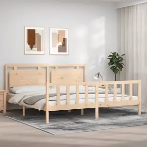 Berkfield Bed Frame with Headboard 200x200 cm Solid Wood