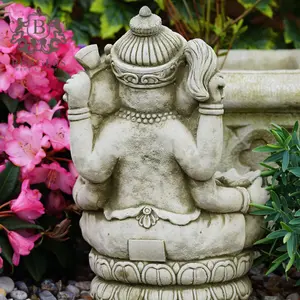 Ganesh Birdfeeder Stone Statue Large Oriental Outdoor Buddha Garden Ornament