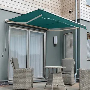 Primrose Awnings 4.5m x 3.0m Retractable Manual Half Cassette Green Awning Outdoor Patio Canopy