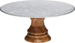 Industrial Kitchen Mango Wood Footed Cake Stand