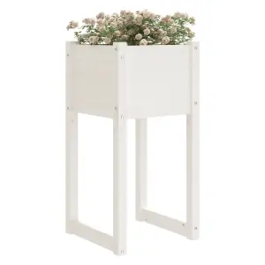 Berkfield Planter White 40x40x81 cm Solid Wood Pine