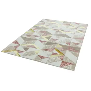 Pink Modern Geometric Easy To Clean Rug For Dining Room Bedroom & Living Room-160cm X 230cm