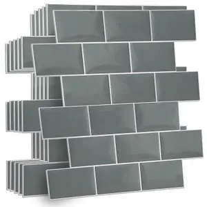 Elegant Grey Metro Subway Self Adhesive 3D Tiles Sticker PVC