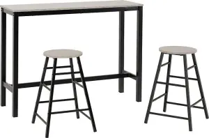 Athens Breakfast Bar Set Concrete Effect with Black Metal Legs