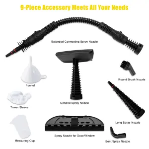 Costway Multipurpose Steam Cleaner Handheld Steamer W/ 9-piece Accessories for Home Car